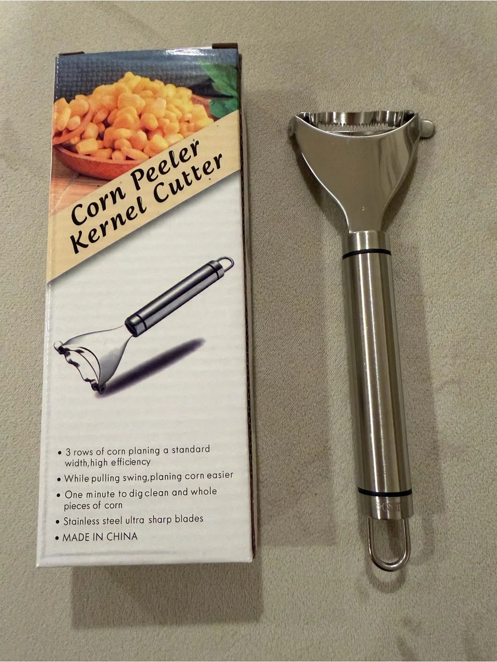 New Lot of 3 Stainless Steel Corn Peeler Kernel Cutter - Silver